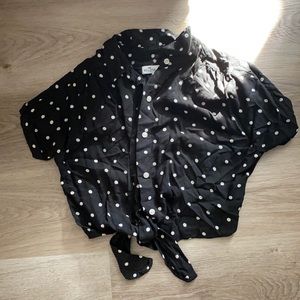 B&W Poka Dot Tie Crop Top